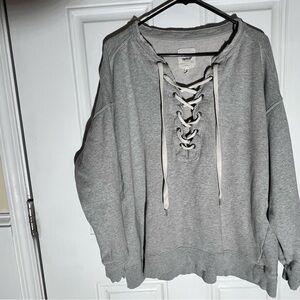 M | Aerie | Heather Gray Lace-Up Hoodie